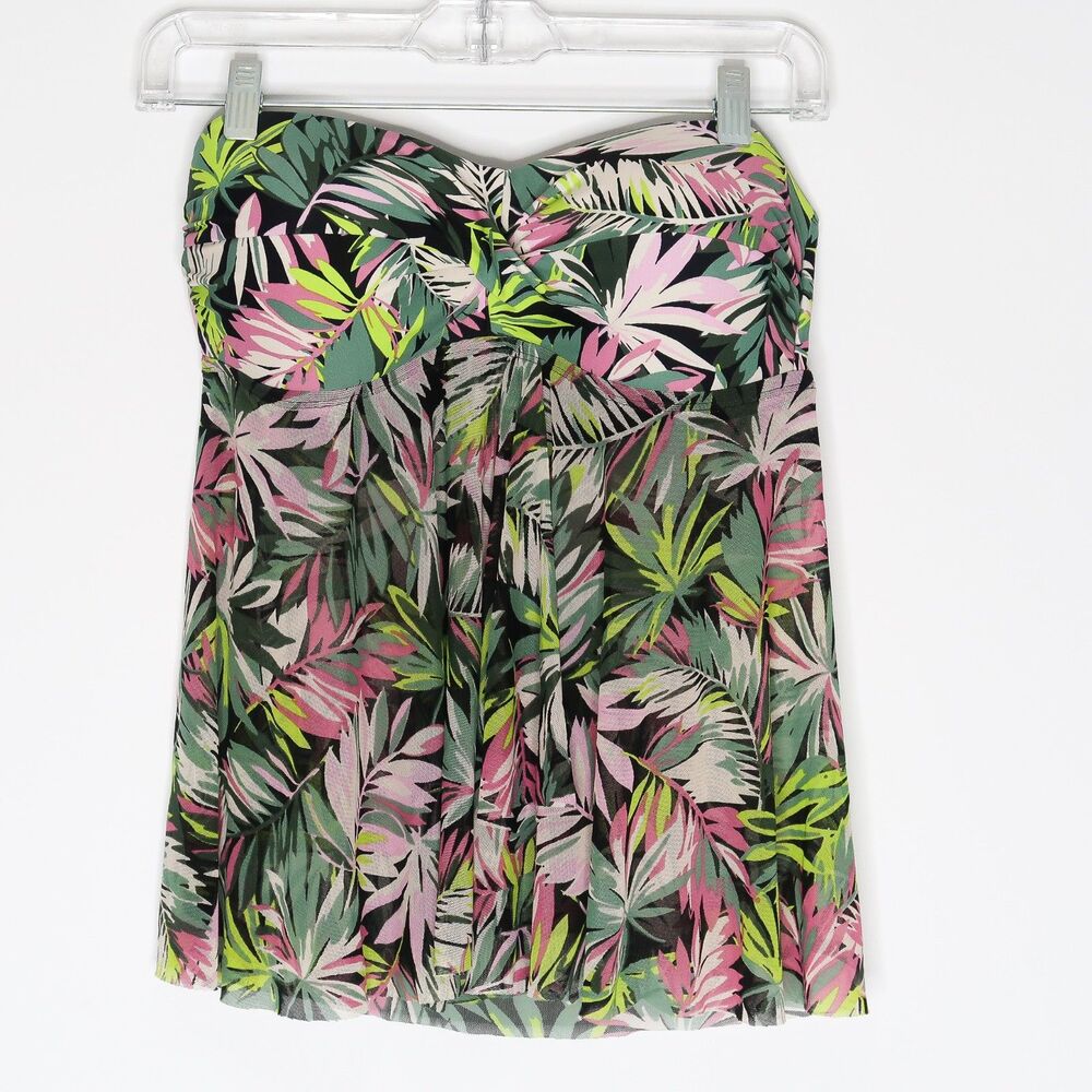 Kona Sol Swimsuit Top Size Medium Bandeu Green Purple Swim Vacation